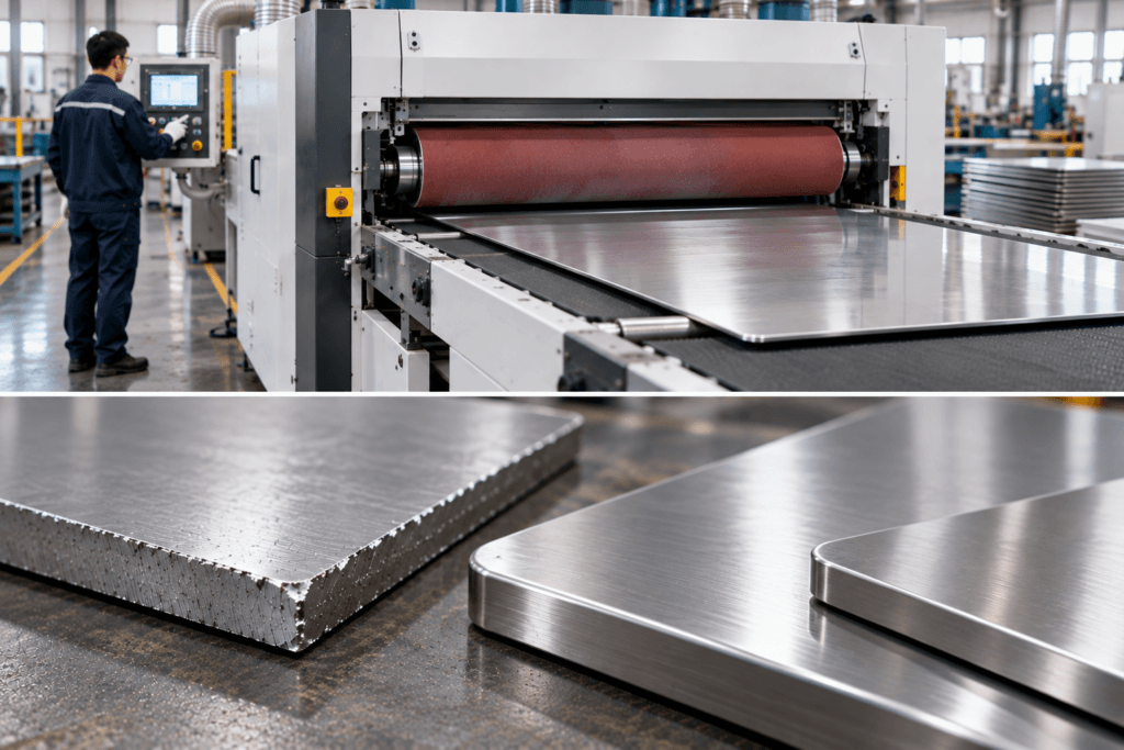 stainless steel polishing machine processing flat metal sheet